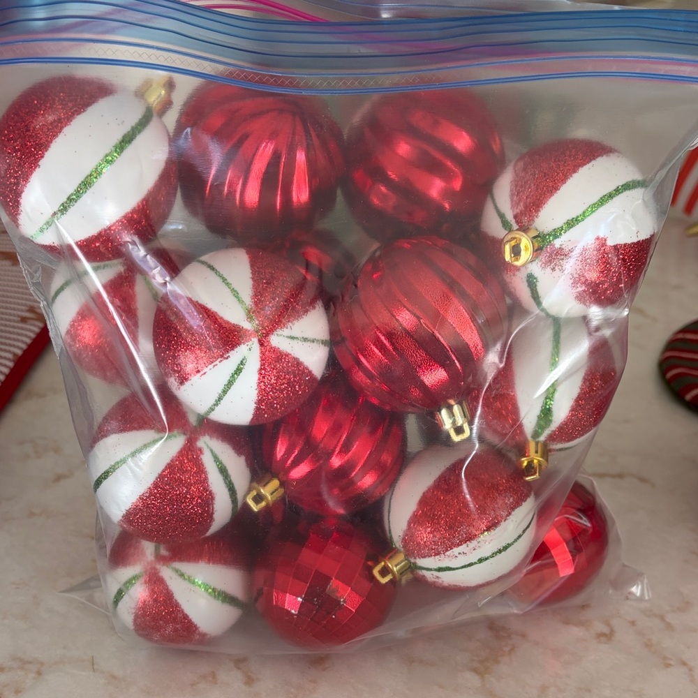 Festive Red and White Holiday Lightweight Ornaments